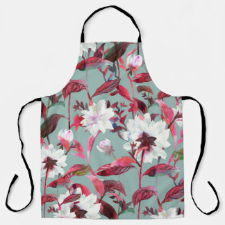 Floral bloom. Watercolor flowers seamless pattern. Apron