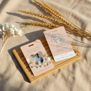 Floral Blooming Dental Tooth Logo Monogram Photo ID Badge