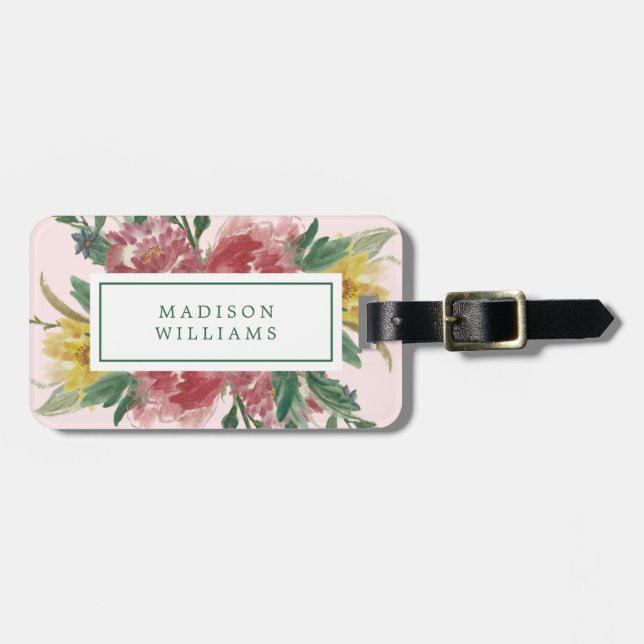 Floral Blooming Flowers Luggage Tag (Front Horizontal)