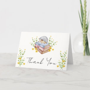 Floral Blooming Hedgehog Baby Shower  Thank You Card