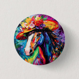 Floral Blooming Stallion 3 Cm Round Badge
