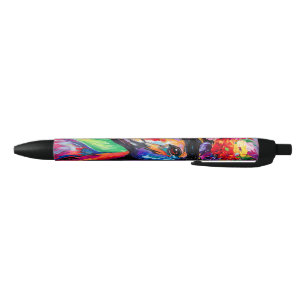 Floral Blooming Stallion Black Ink Pen