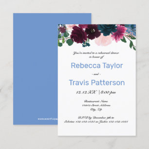 Floral Blooms Blue - 3x5 Rehearsal Dinner Invitation