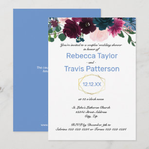 Floral Blooms Blue - Couples' Wedding Shower Invitation