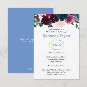 Floral Blooms Blue Vertical - 3x5 Bridal Shower Invitation