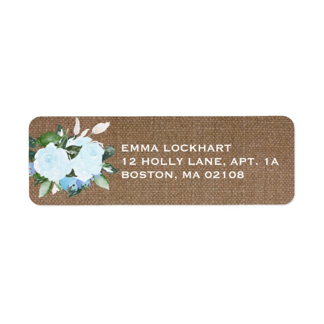 Floral Blooms Burlap Return Address Label (Front)