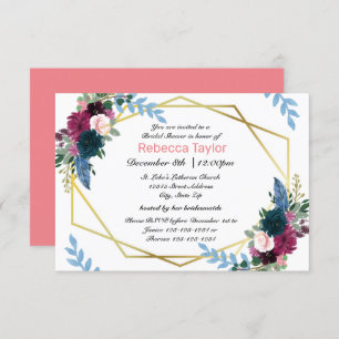 Floral Blooms Mod Pink - 3x5 Bridal Shower Invite