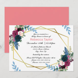 Floral Blooms Mod Pink - Baby Shower Invitation
