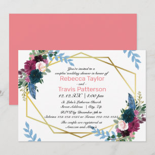 Floral Blooms Mod Pink - Couples' Wedding Shower Invitation