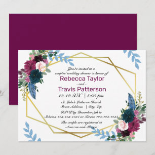 Floral Blooms Mod Plum - Couples' Wedding Shower Invitation