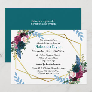 Floral Blooms Mod Teal - Bridal Shower Invitation
