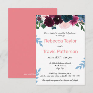 Floral Blooms Pink - 3x5 Couples' Baby Shower Invitation