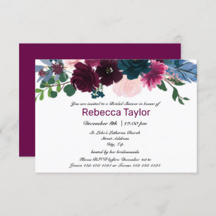 Floral Blooms Plum - 3x5 Bridal Shower Invitation