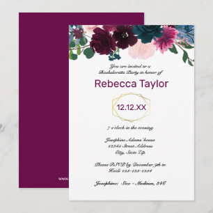 Floral Blooms Plum - Bachelorette Party Invitation