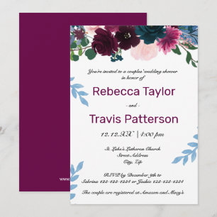 Floral Blooms Plum - Couples' Wedding Shower Invitation