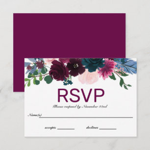 Floral Blooms Plum - RSVP Invitation