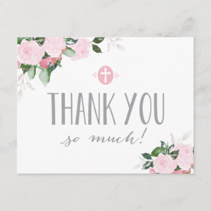 Floral Blooms Religious Thank You Card with Photo