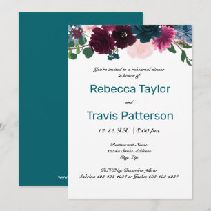 Floral Blooms Teal - Rehearsal Dinner Invitation