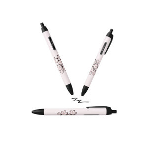 Floral blossom black ink pen
