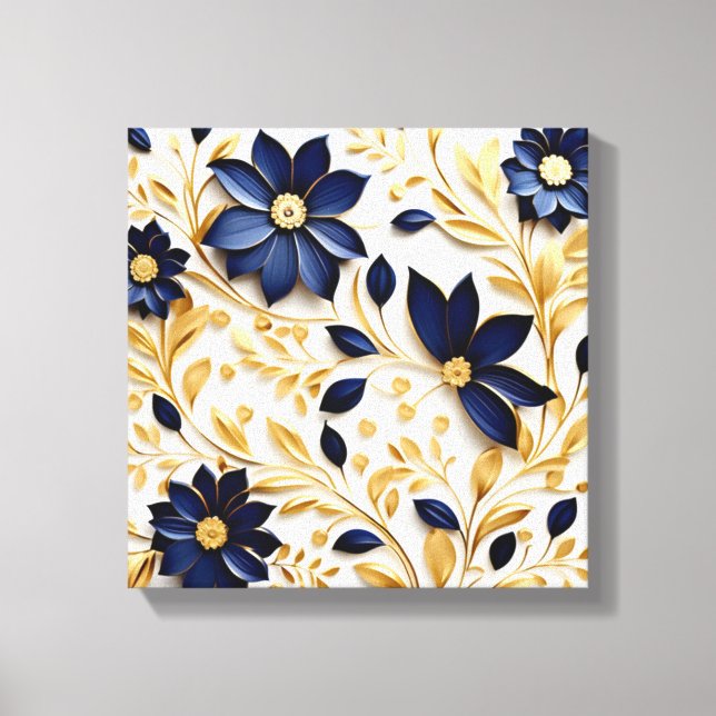 Floral Blossom Pattern on White Canvas Print (Front)