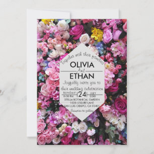Floral blossoms colourful roses Wedding Invitation