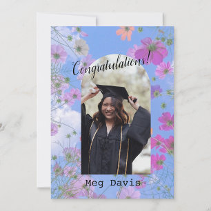 Floral Blossoms Custom Details Graduation Party Invitation