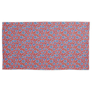 Floral Blue and Red Provencal Print Pillowcase