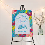 Floral Blue Art Deco Vintage Bridal Shower Welcome Poster<br><div class="desc">Welcome your guests to your bridal shower with this beautiful yellow pink blue floral art deco sign! The background is created with a vintage floral pattern by Edouard Benedictus (1878-1930), a French decorator and painter. The fonts are in the 1920s art nouveau style. Bring joy to your bridal party with...</div>