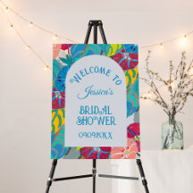 Floral Blue Art Deco Vintage Bridal Shower Welcome