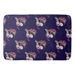 Floral Blue Bath Mat