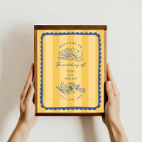 Floral Blue Border Stripe Wedding Welcome