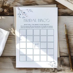 Floral Blue Botanical Bridal Shower Bingo Game