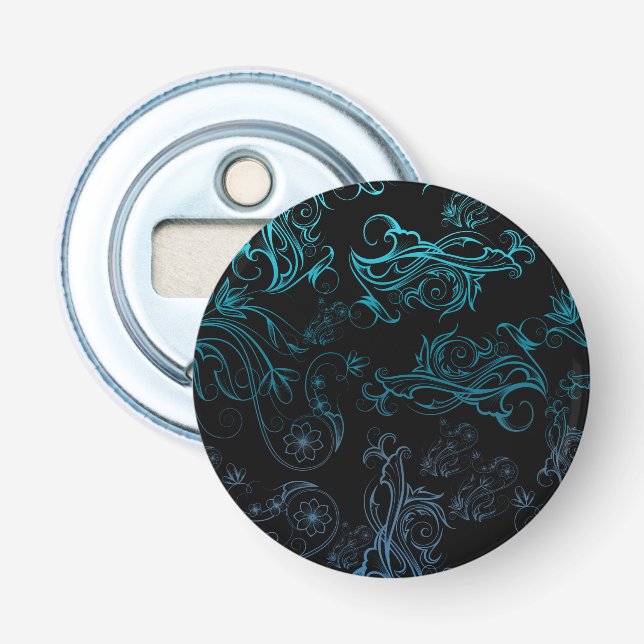 Floral Blue Bottle Opener (Front)