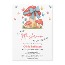 Floral Blue Bow A Little Mushroom Baby Shower
