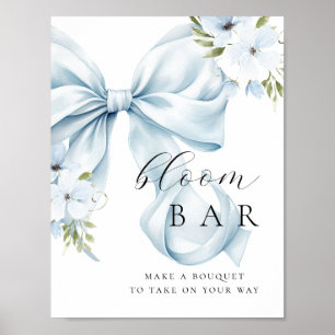 Floral Blue Bow Bouqet Bar  Poster
