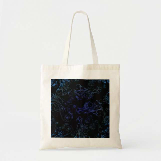 Floral Blue Budget Tote Bag (Front)