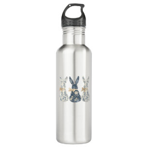 Floral Blue Bunny Cute Happy Easter Day Coquette B 710 Ml Water Bottle