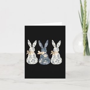 Floral Blue Bunny Cute Happy Easter Day Coquette B Card