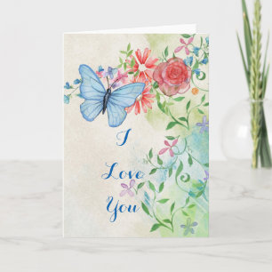 Floral Blue Butterfly Card