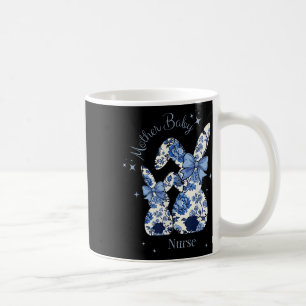 Floral Blue Coquette Bow Bunny Easter Mother Baby Coffee Mug
