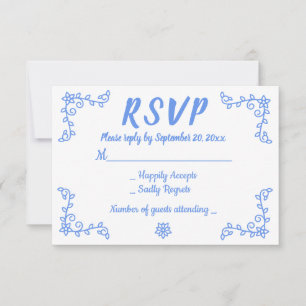 Floral Blue Cornflower RSVP Wedding Flower Laurel Card