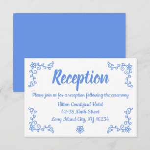 Floral Blue Cornflower Wedding Reception Laurel Invitation