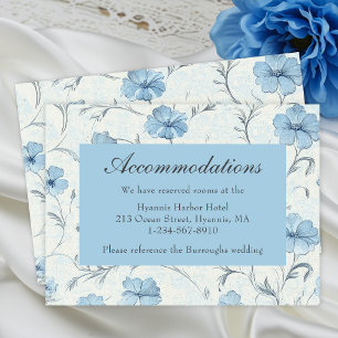 Floral Blue Country Garden Wedding Accommodations Enclosure Card
