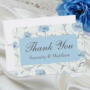 Floral Blue Country Garden Wedding Thank You