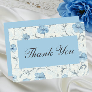 Floral Blue Country Garden Wedding Thank You