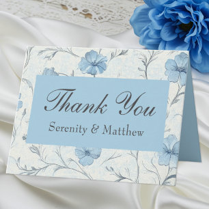 Floral Blue Country Garden Wedding Thank You Card