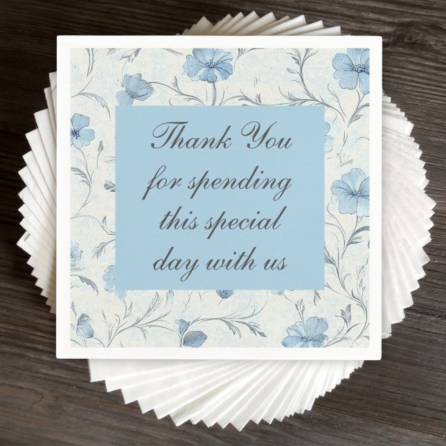 Floral Blue Country Garden Wedding Thank You  Napkin (Creator Uploaded)