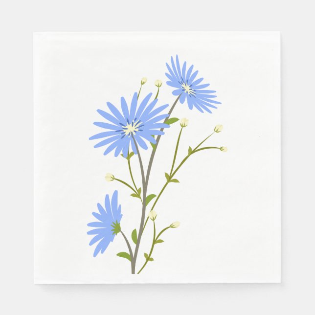 Floral Blue Daisy Flowers Wedding Party Daisies Napkin (Front)