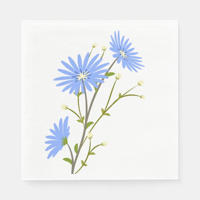 Floral Blue Daisy Flowers Wedding Party Daisies Napkin (Front)