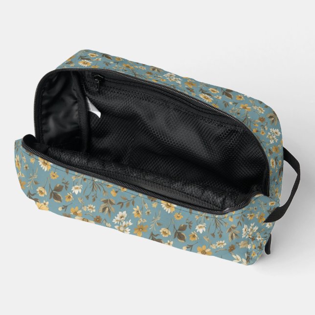 Floral Blue Dopp Kit (Open)